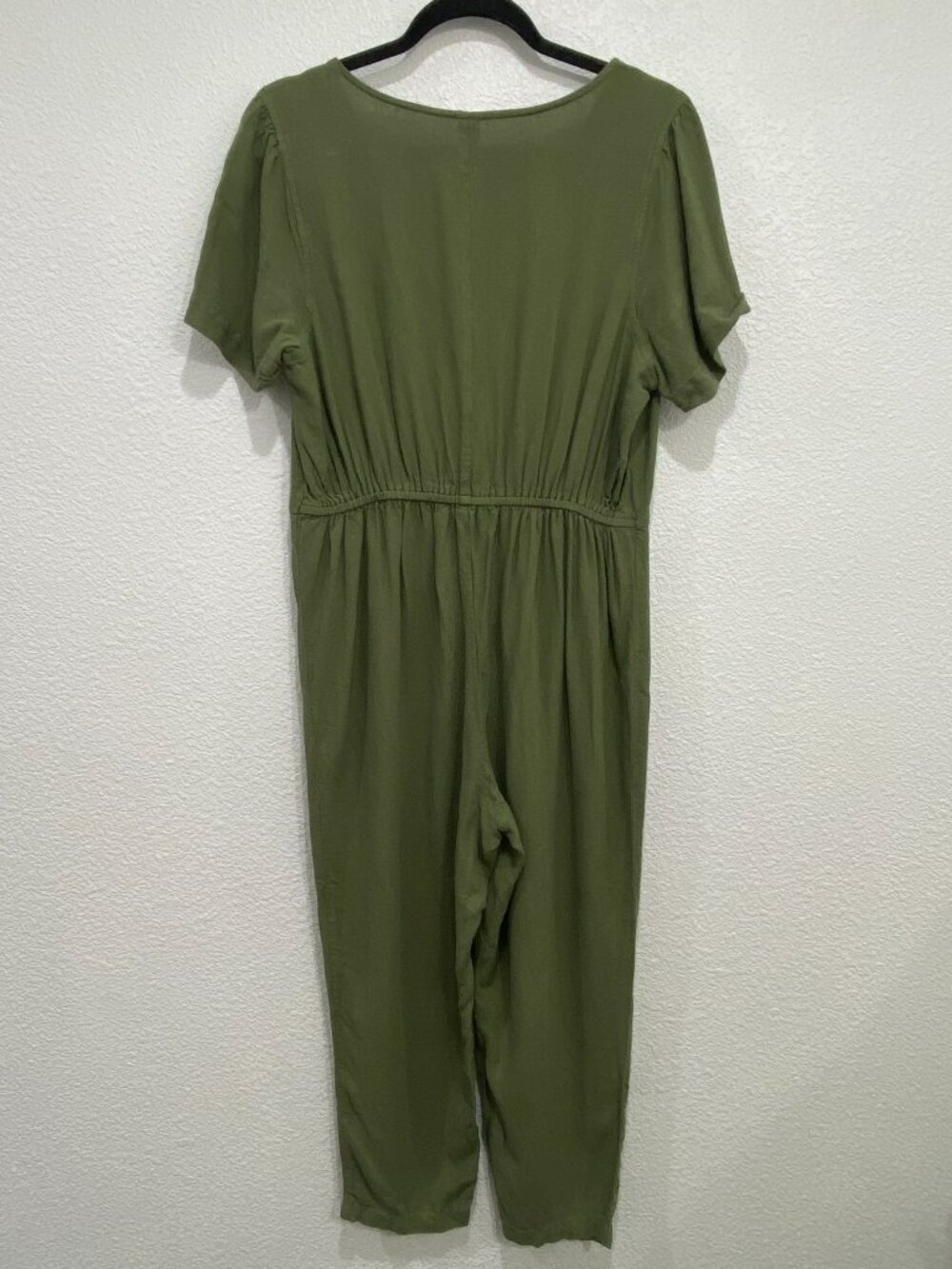 Old Navy Linen Blend Button Front Jumpsuit Boho Olive Green Medium - Picture 3 of 8